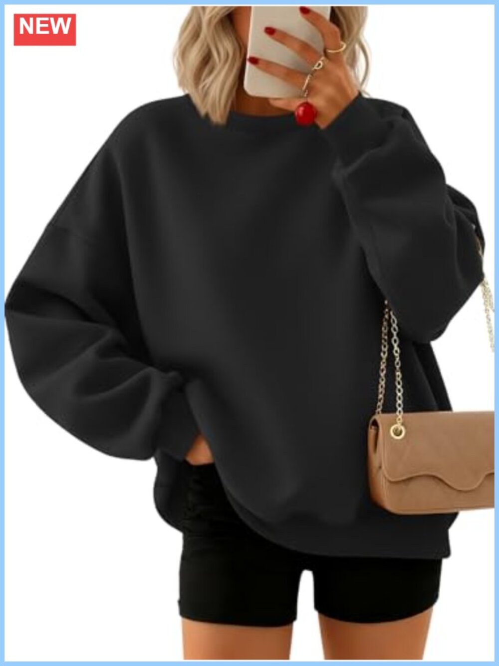 Oversized Women's Fashion Sweatshirt Crewneck Pullover Long Sleeve Casual Fall